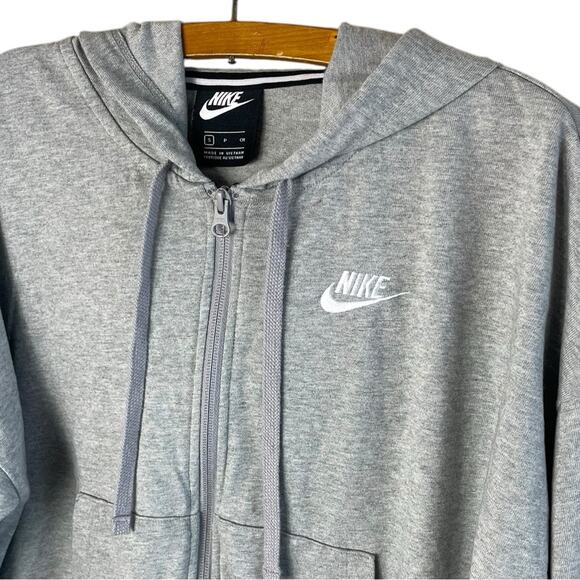 Nike Women’s Sz Small Cropped Hoodie Light Gray Zip Up / CV8618-063 - Picture 2 of 7